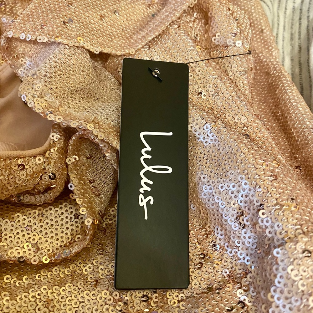 Lulus Clementina Rose Gold Pink Sequin Ruffle Mini Dress - Picture 10 of 11